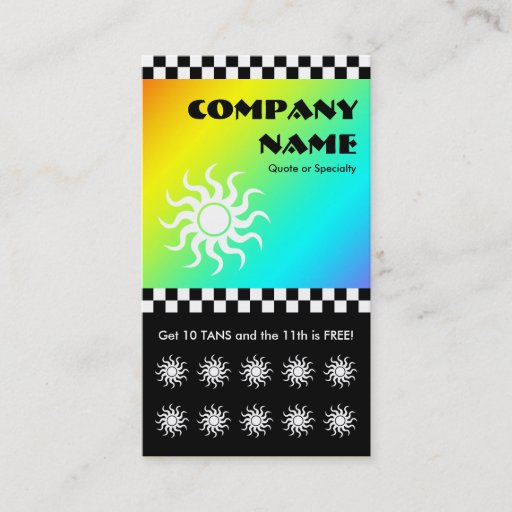 Customizable tanning salon checkers loyalty card business card template