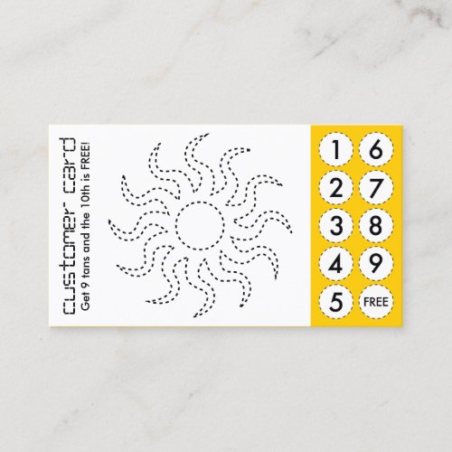 tanning salon cut out punch cards