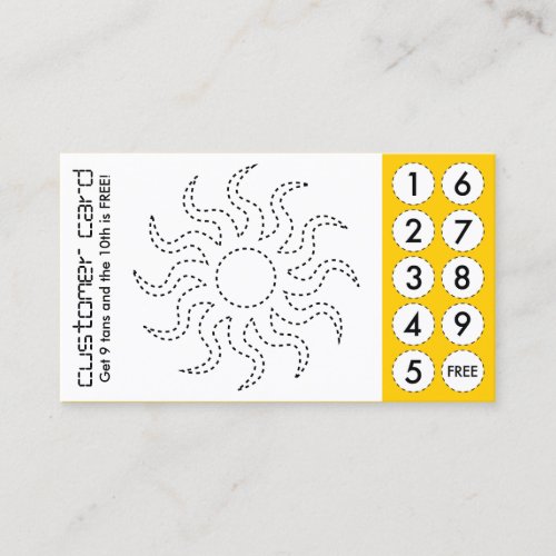 tanning salon cut out punch cards business card template