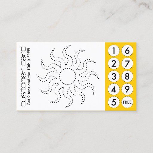 Customizable tanning salon cut out punch cards business card template