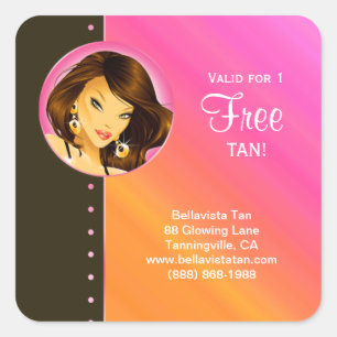 Tanning Salon Sticker Pink Orange Brunette Woman