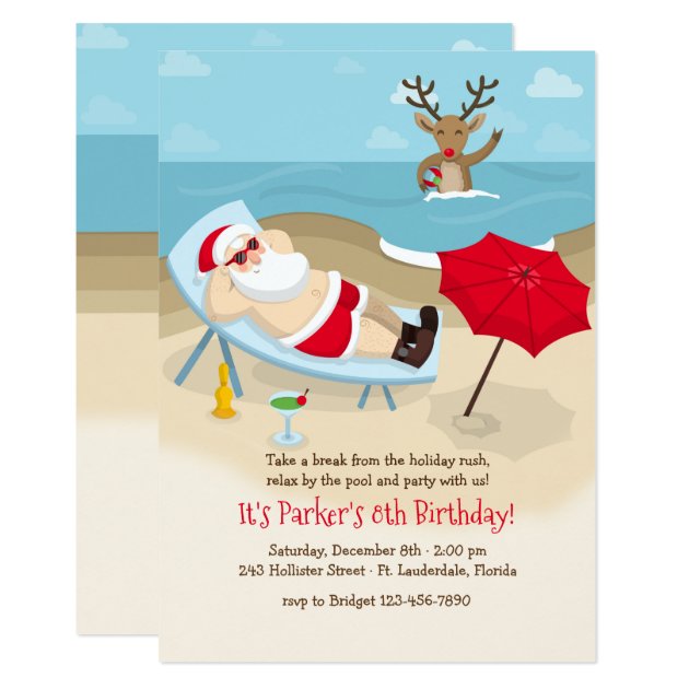 Tanning Santa Invitation