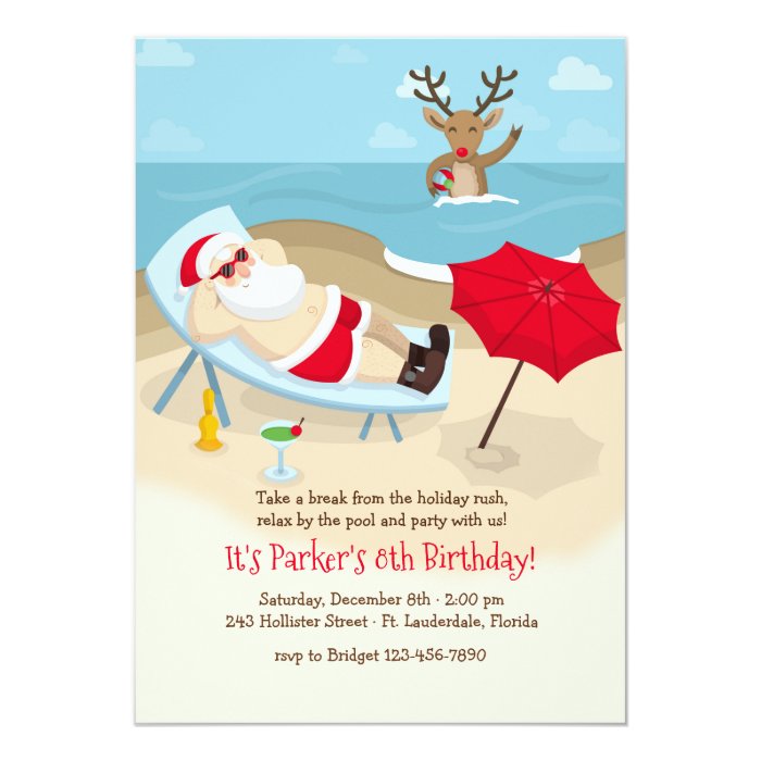 tanning santa invitation zazzle fleece christmas blankets