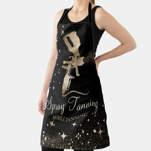 Tanning Spray Sparkling Gold Girly Makeup Business Apron