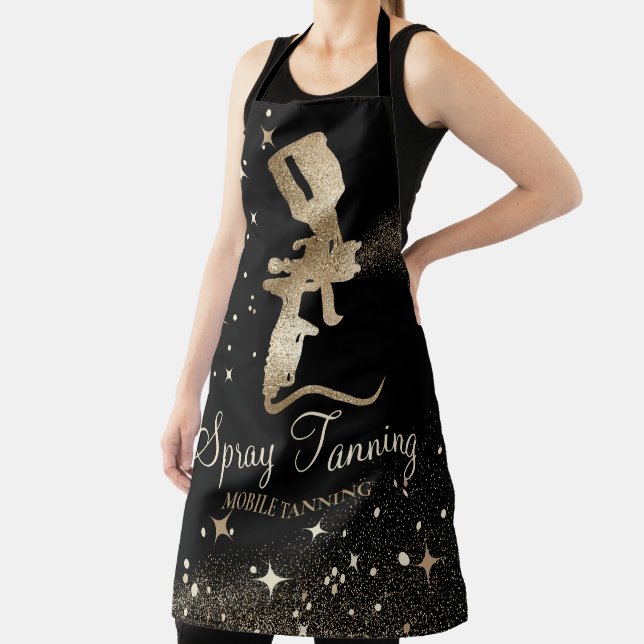 Tanning Spray Sparkling Gold Girly Makeup Business Apron (Insitu)
