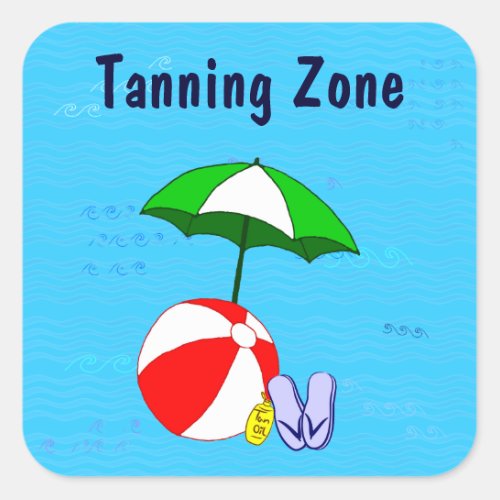 Tanning Zone Beach Ball Pool Umbrella Sticker