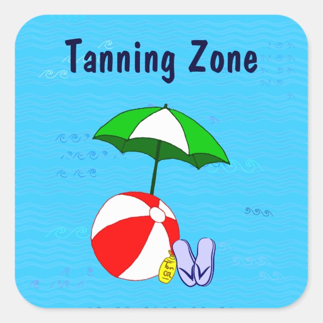 Tanning Zone Beach Ball Pool Umbrella Sticker (Front)