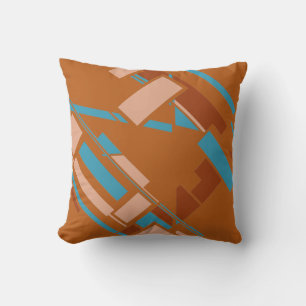 Tannish Rust Turquoise Orange Southwest Diagonal Throw Pillow