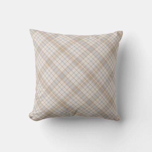 Tans Grays and Creams Plaid Design Pillows mcful