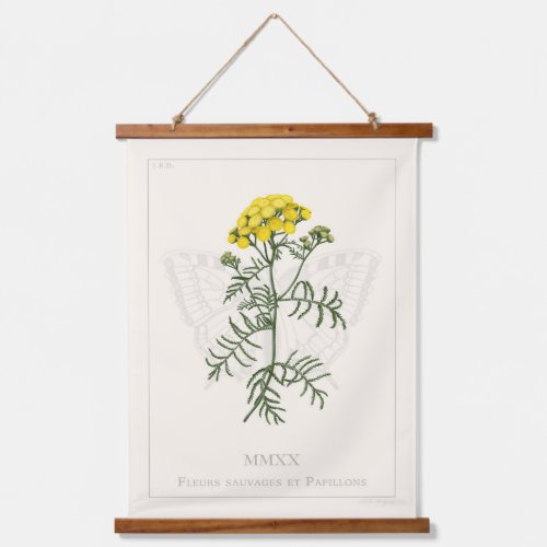 Tansy and swallowtail Wood Topped Wall Tapestry
