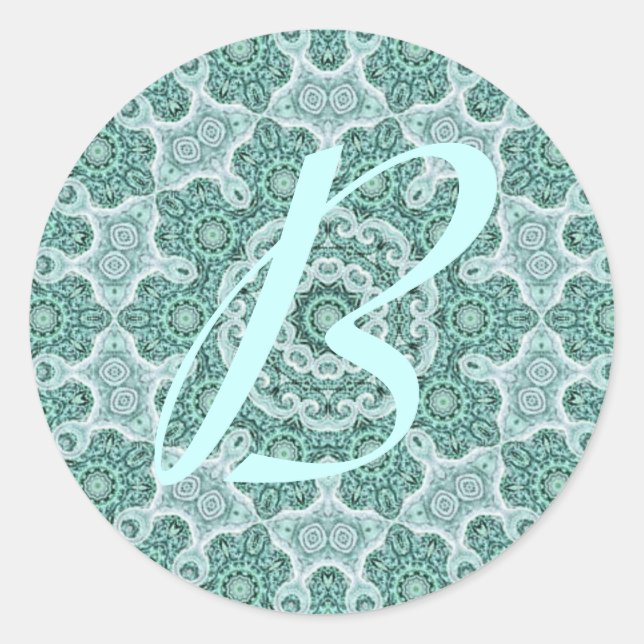Tantalizing in teal initial classic round sticker (Front)