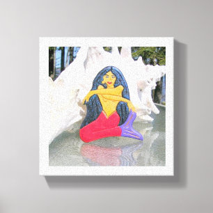 tantric mermaid wrapped canvas print