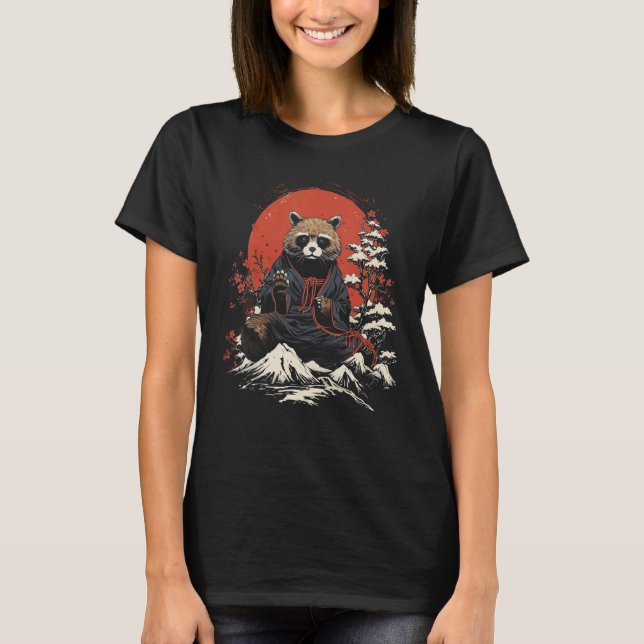 Tanuki Japanese Art Raccoon Dog Japan Gift T-Shirt (Front)
