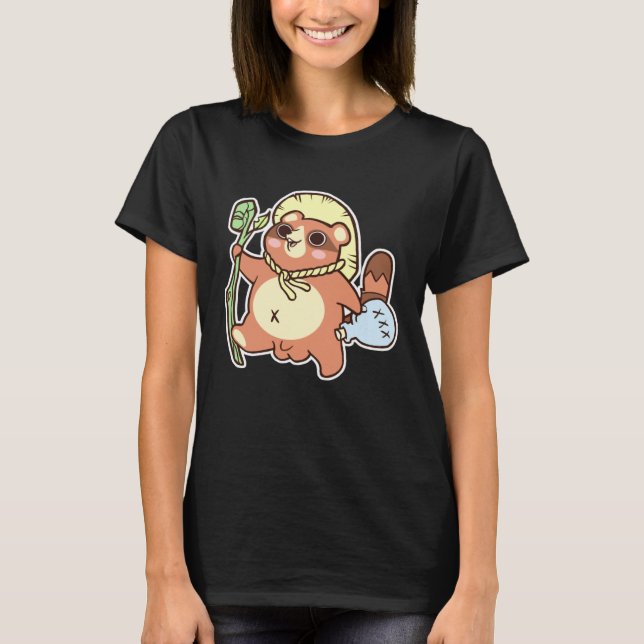 Tanuki Japanese Racoon Dog Cute Folklore T-Shirt (Front)