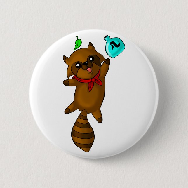 tanuki pinback button (Front)
