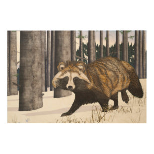 Tanuki - Raccoon Dog Wood Wall Decor
