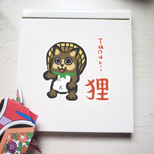 Tanuki Youkai with Kanji Sticker (Creator Uploaded)