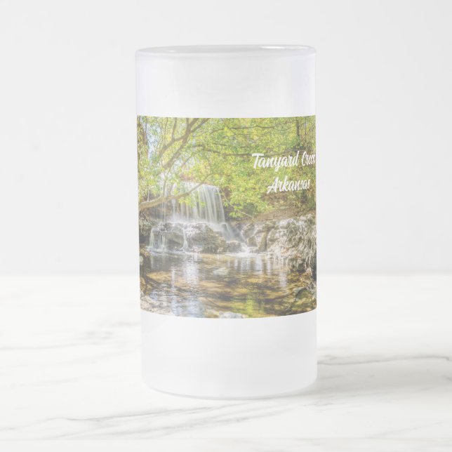 Tanyard Creek Waterfall In The Fall Frosted Glass  Frosted Glass Beer Mug (Center)