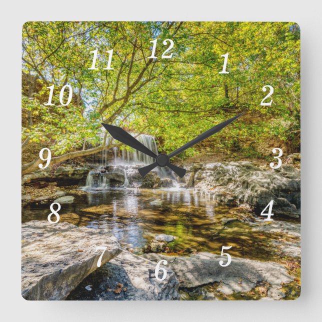 Tanyard Creek Waterfall In The Fall Wall Clock (Front)