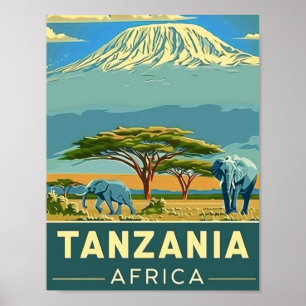 Tanzania Africa Vintage Famous Travel Place Poster