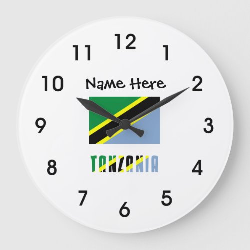 Tanzania and Tanzanian Flag with Your Name Large C Large Clock