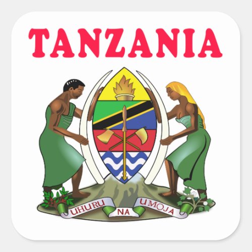 Tanzania Coat Of Arms Designs Square Sticker