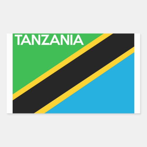 tanzania country flag text name rectangular sticker