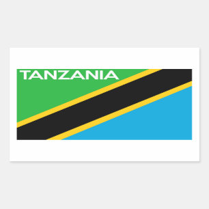 tanzania country flag text name rectangular sticker