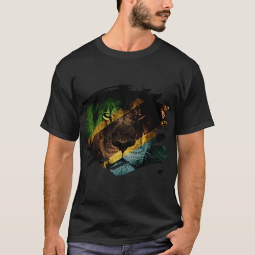 Tanzania Flag  African Lion Picture T_Shirt