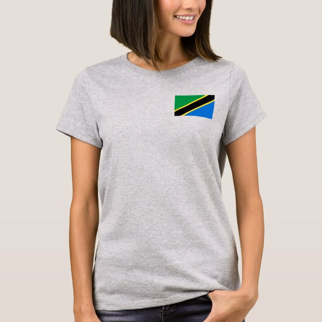 Tanzania Flag and Map dk T-Shirt (Front)