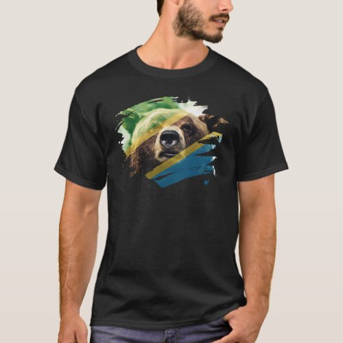 Tanzania Flag  Bear _ Tanzanian Pride Design T_Shirt