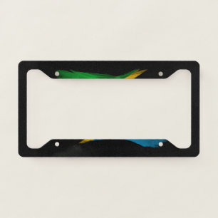Tanzania flag brush stroke, national flag license plate frame
