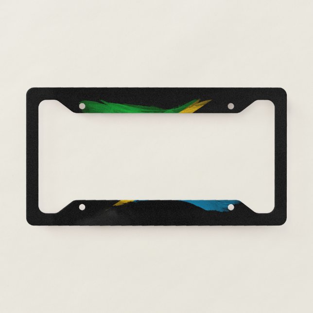 Tanzania flag brush stroke, national flag license plate frame (Front)