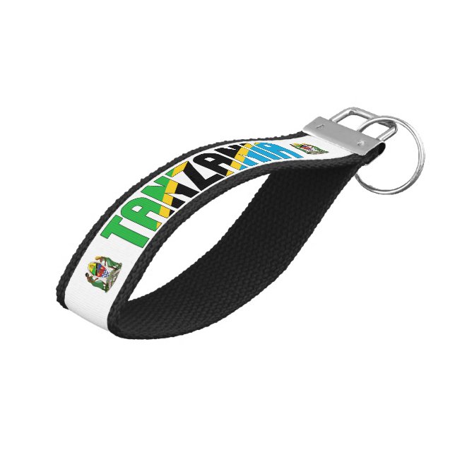 Tanzania Flag Charming Patriotic Wrist Keychain (Angled Up)
