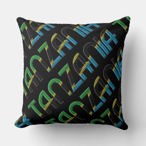 Tanzania Flag Colors Typography African Souvenir Throw Pillow