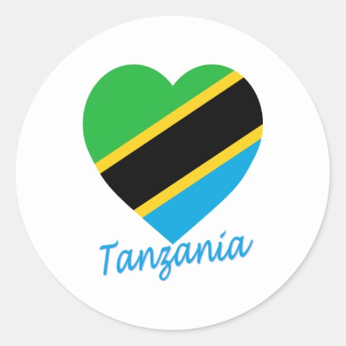 Tanzania Flag Heart Classic Round Sticker