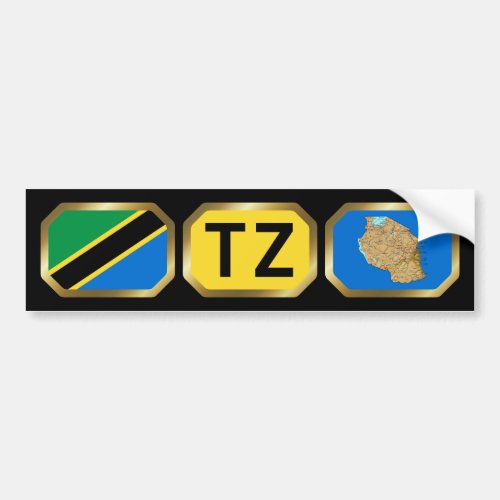 Tanzania Flag Map Code Bumper Sticker