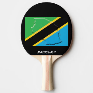 TANZANIA FLAG & MAP Personalized Black Ping Pong Paddle