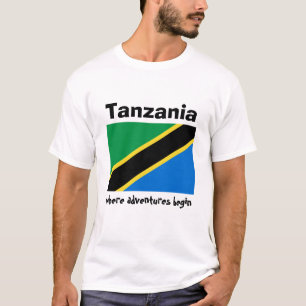 Tanzania Flag + Map + Text T-Shirt