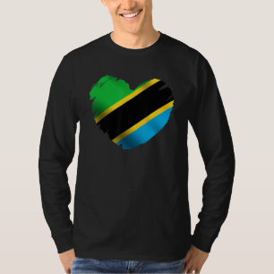 Tanzania Flag On Shape Of Heart Tanzanian Tanzania T-Shirt