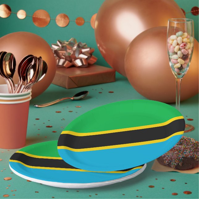 Tanzania flag paper plates (Multi)