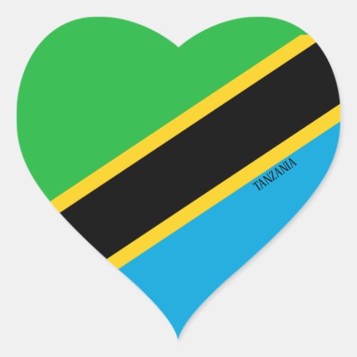 Tanzania Flag Patriotic Heart Sticker