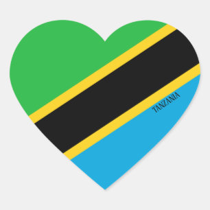 Tanzania Flag Patriotic Heart Sticker