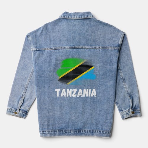 Tanzania Flag Pride Retro Tanzanian Flag Family Ma Denim Jacket