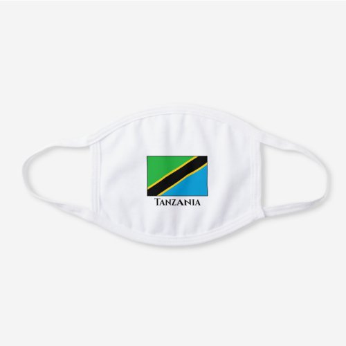 Tanzania Flag  White Cotton Face Mask