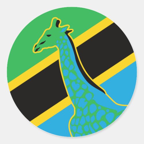 Tanzania Giraffe Tanzanian National Animal Flag Classic Round Sticker