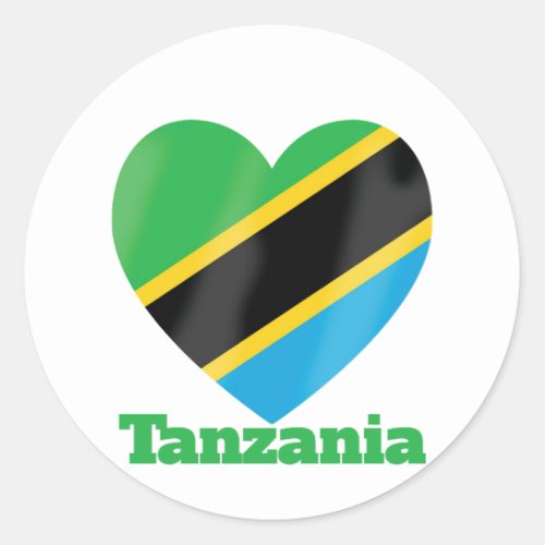 Tanzania Heart Flag  Classic Round Sticker