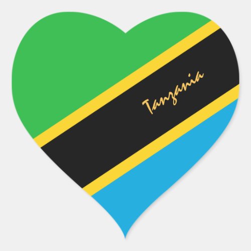 Tanzania Heart Sticker Patriotic Tanzanian Flag Heart Sticker