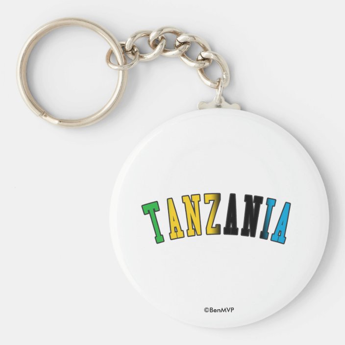 Tanzania in National Flag Colors Keychain