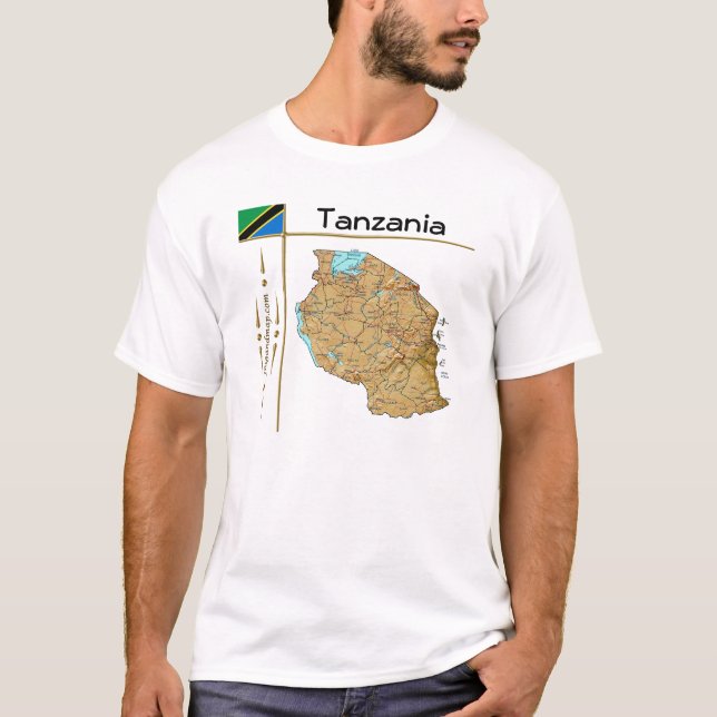 Tanzania Map + Flag + Title T-Shirt (Front)